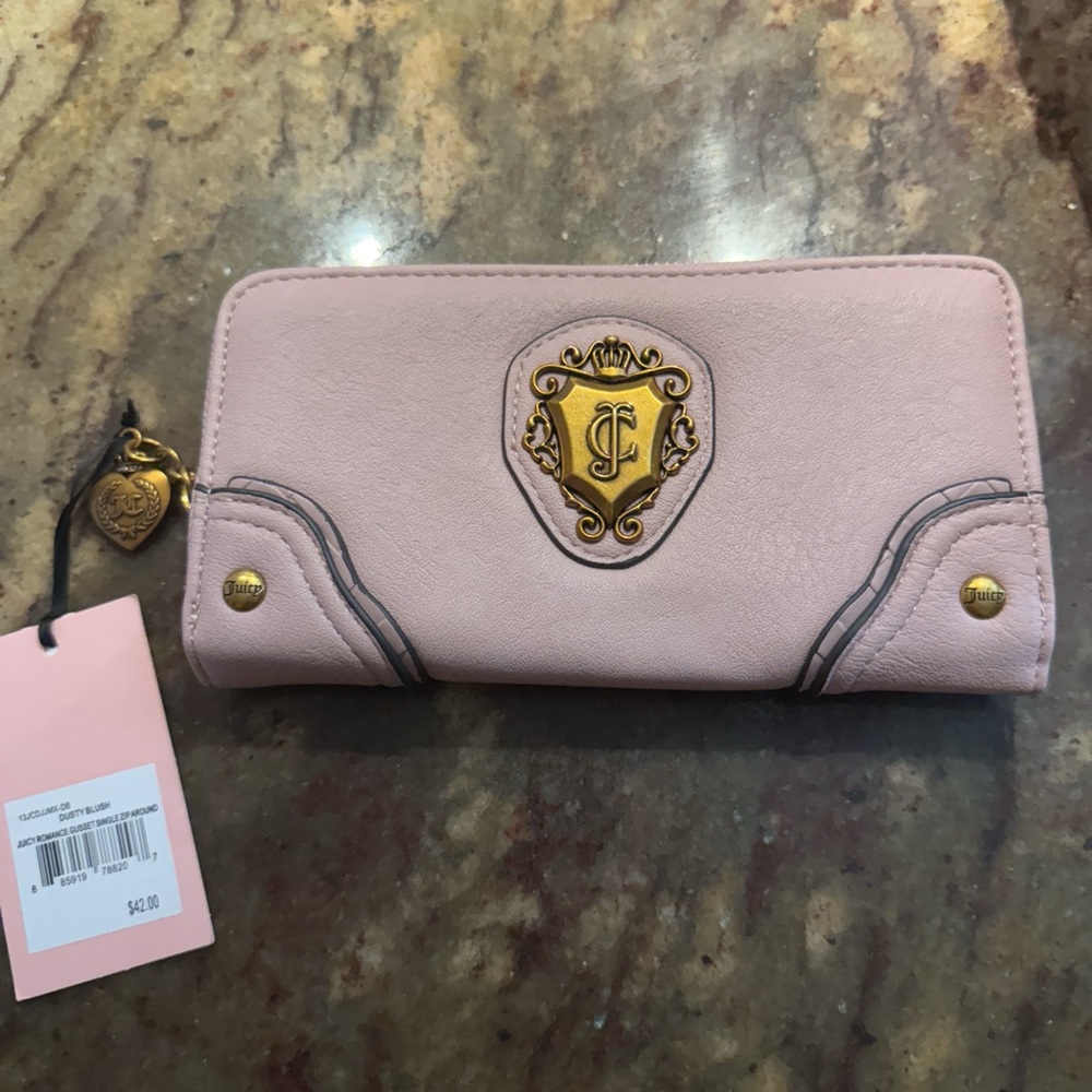 Chic Pink Wallet with Gold Emblem